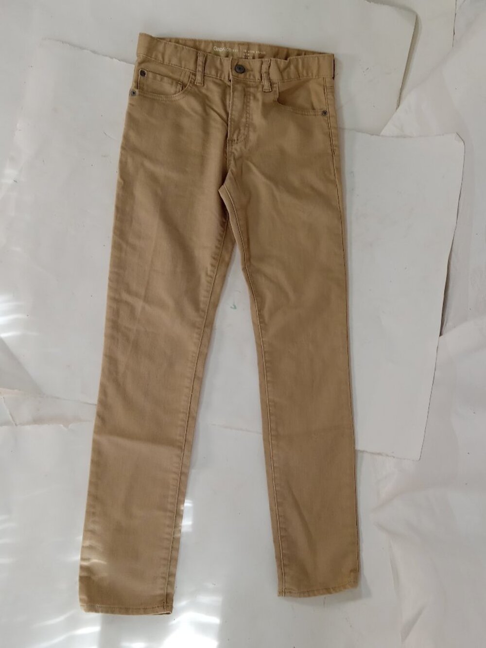 Gap Kids Boys Slim Straight Fit Khaki Tan Pants Size 14 Regular Adjustable Waist - Picture 1 of 14